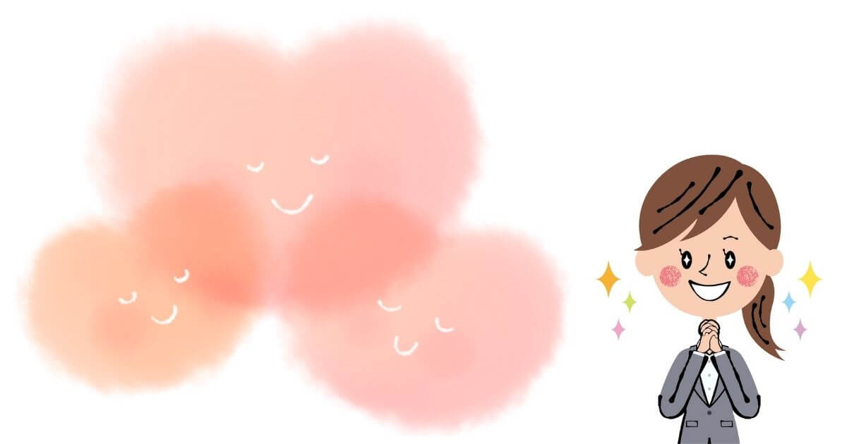 ピンクのハートと女の子のイラスト